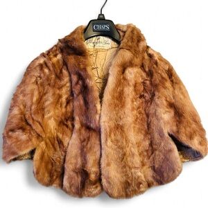 Vintage Mink Fur Cape w/ Pockets | 1950s Real Mink Capelet | One Size